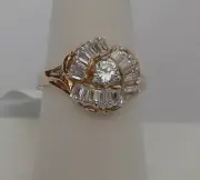 Park Lane "TIVOLI" 3-Booking Ring w/ Genuine Baguette CZ's Beautiful! Size 6