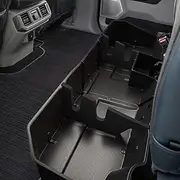 KitsPro Black Rear Underseat Storage Custom Fit 2019-2024 Chevrolet Silverado and GMC Sierra 1500 2500 3500 HD Double Cab & Crew Cab Heavy Duty Rear Under Back Seat Box Organizer, Anti Slip