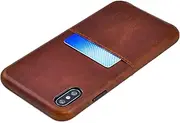 Dockem iPhone Xs Max Virtuosa M1 Wallet Case (6.5"): Built-in Metal Plate for Magnetic Mounting with Top Grain Genuine Leather: M-Series [Brown]