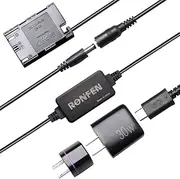 [RONFEN] DR-E6 DC Coupler LP-E6 LP-E6N Dummy Battery USB-C Cable PD Adapter Kit ACK-E6 AC Power Adapter for Cameras Canon EOS R7 R6 R5 R 90D 80D 7D Mark II 70D 6D 60D 5D Mark IV 5DS 5DS R, Fully-Decoded