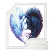 White Background Yin Yang Brotherhood Lions Throw Blanket