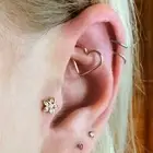Daith Piercing Jewelry 16g, Wired Heart Daith Earring in Gold, Daith Jewellery