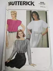Blouse Top Pleat Loose Fitting 6 8 10 Butterick 6640 Sewing Pattern UC FF VTG