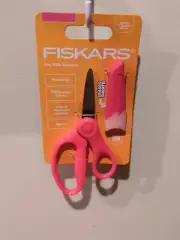 12x Fiskars 5" Kids Scissors With Safety Edge Blades And Eraser Sheath - Pink