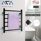 Stainless Steel Electric Heated Towel Rail Rack Ladder Warmer 6 Square Bar Black