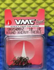 VMC Propak Fish Hooks Round XHeavy Treble Size 10 Bronze 10Pcs 9650 BZ 10-PP