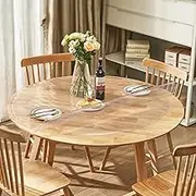 Tumopu Clear Table Cover Protector, 42 inch/1068 mm Round Table Cover, 1.5 mm Thick PVC Plastic Tablecloth, Waterproof Desktop Protector for Writing Desk, Coffee Table, Dining Room Table