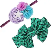 SUPVOX 2Pcs Headband with Bow and Sea Star Design Elastic Hair Bands for Birthdays Holidays and Baptism Celebrations