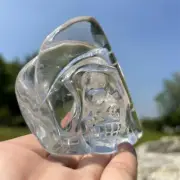 0.24kgNatural Clear Quartz Carved Death Skull Crystal Reiki Skull Halloween gift