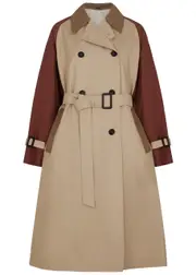 Max Mara Weekend Canasta Colour-blocked Cotton-blend Trench Coat - Beige - 12 (UK12 / M) 12 (UK12 / M)