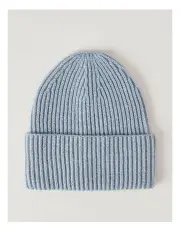 [Piper] Houston Two Tone Rib Knit Winter Hat in Grey/Blue
