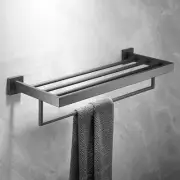 2 Layers Stainless Steel Towel Shelf Storage Rack Rail