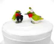 Hummingbird Cake Topper Bride Groom Love Bird Wedding Engagement Wood Statue