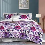 [Luxton] Becca Floral Quilt Cover Queen Botanical 3pcs Plum Purple Quilt Cover Set (Queen Size)