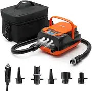 Tuomico Rechargeable Paddle Board Pump 16PSI Sup Air Pump with Battery,Electric Portable ISUP Pump for Inflatable Boat,Kayak,Tent with Inflation and Deflation Function