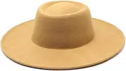 [Hcclijo] British Style 9.5CM Big Wide Brim Fedora Hat for Women Winter Felt Hats Wedding Dress Jazz Cap
