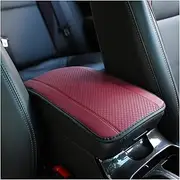 Car Armrest Storage Box Mat, Fiber Leather Car Center Console Cover, Car Armrest Seat Box Cover Accessories Interior Protection for Most Vehicle, SUV, Truck, Car (Wine Red)