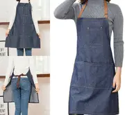 Denim Apron Adjustable Pocket Baking Cooking Oil Resistant Kitchen Bar Chefs Bib