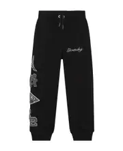Pull rope and stretch waist sweatpants 12 Black