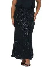 [Pink Dusk] Ignition Sequin Midi Skirt in Black