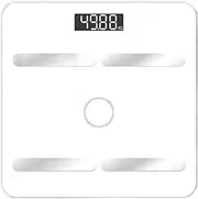 Digital Body Weight Bathroom Scale, Glass Platform Bathroom Scale Digital Weight Scale Body Fat Scale Multifunction Highly Accurate(White)