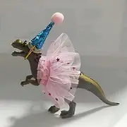 Allosaurus Dinosaur Cake Toppers With Tutu And Dress, Allosaurus Dinosaur Cake Topper With Party Hat For Jungle Dinosaur Birthday Party Decorations