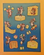 VTG 1982 Hallmark Scratch & Sniff Sticker Sheet Sports Mouse Swiss CHEESE Scent