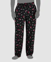 Club Room Men's Black Santa Hat Fleece PJ Pajama Pants Sleepwear-Size XL