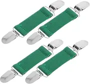 [Abaodam] 4pcs Trouser Leg Clip Pants Elastic Belt Clip for Sweater Elastic Strap Clamps Waistband Tightener Elastic Fasteners Adjustable Strap Clips Clothing Dress Clips Green Iron