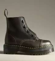 DR. MARTENS SINCLAIR ZIP UP ORLEANS LEATHER PLATFORM BOOTS Dark Taupe Size 7