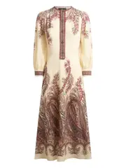 [Etro] Etro-Abito Midi In SablÉ Con Stampa Paisley Floreale-Donna 44 IT