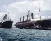 Rare Titanic Maiden Voyage COLOR PHOTO WITH HER SISTER SHIP