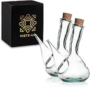Artisan Glass Porron 2 x 250 ml Glass Wine Porrons. Wine Decanter Rod. Wine Dispenser 250 ml. Hand made. 100% Recycled Glass.