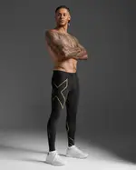 Light Speed Compression Tights, 2XU, MT, Black/Gold Reflective, Male