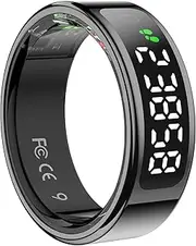 OBA R15 Smart Ring Smart Ring with Display, Ring Smart Fitness Tracker, Waterproof 5ATM Wireless Charging iOS and Android Activity Tracker, Heart Rate, SpO2, Sleep (L 20mm)