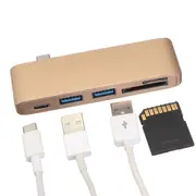 Multifunction USB Hub Type-C to Type-C USB 3.0 2Ports TF SD Card Reader for Laptop PC 36 GRAY
