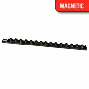 Ernst 8420M 18" Long 1/4" Dr. Magnetic Socket Organizer Rail w/ 15 clips - Black