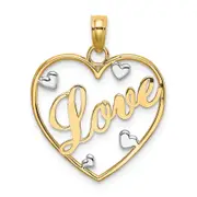 14K Yellow & Rhodium W/Rhodium Love W/Hearts Pendant