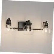 Vintage Bathroom Vanity Light Fixtures Over Mirror Glass Globe 3 3-Light Black