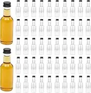 50 Pieces Mini Liquor Reusable Plastic Empty Spirit Bottles 50ML/EA With Aluminium Screw Caps - Airtight Shot Bottles for Alcohol, Filling Miniatures, Party Favors, Weddings