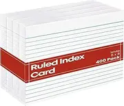 1InTheOffice Index Card Ruled 5X8 Blank, Note Cards, Flash Cards, Legal White Large Index Card, 400 Pack