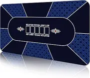 Continue Poker Table Mat 8-10 Players Texas Hold'em Poker Mat Professional Poker Mat Anti-Slip Rubber Poker Table Top Layout with Carrying Bag for Poker Games, Blackjack, Casino （Rectangle Blue）