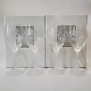 Vintage Avon Etched Crystal Hummingbird Wine Glasses Frosted Stem Set of 4 NIB