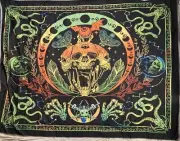 Skulls Extra Large 76” X 58” Tapestry Multicolored Psychedelic Halloween Art