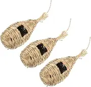 Gatuida 3Pcs Handmade Woven Bird Nests Natural Pastoral Decor for Indoor Outdoor Use Comfortable Living Houses for Birds Like Canaries Parrots Easy to Hang Durable Safe