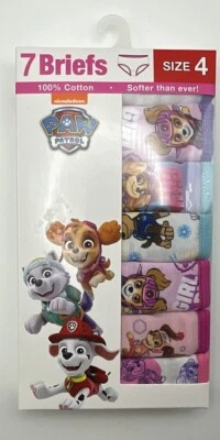 New Girl’s Size 4 100% Cotton Briefs 7 Pairs Nickelodeon Paw Patrol Themed