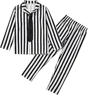 [PROMOTED TO BIG SISTER] Boy Halloween Black and White Striped Suit Scary Costume for Kids