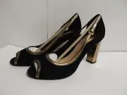 Cole Haan Corinne Open Toe OT Pump BK SD/Old GD MT New with Box