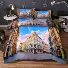 Blue Sky White Cloud Castle 3D Quilt Duvet Doona Cover Set Pillow case Print