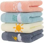 SOPOTUTU 4 Pcs Long Staple Cotton Towels for Super Absorbent Quick Drying Face Bath Towels Burp Cloths for Newborns for Boys